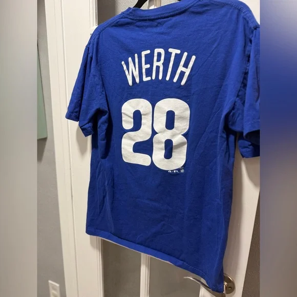 Philadelphia Phillies Jayson Werth #28 Majestic T-Shirt -Blue -Medium - Picture 7 of 8